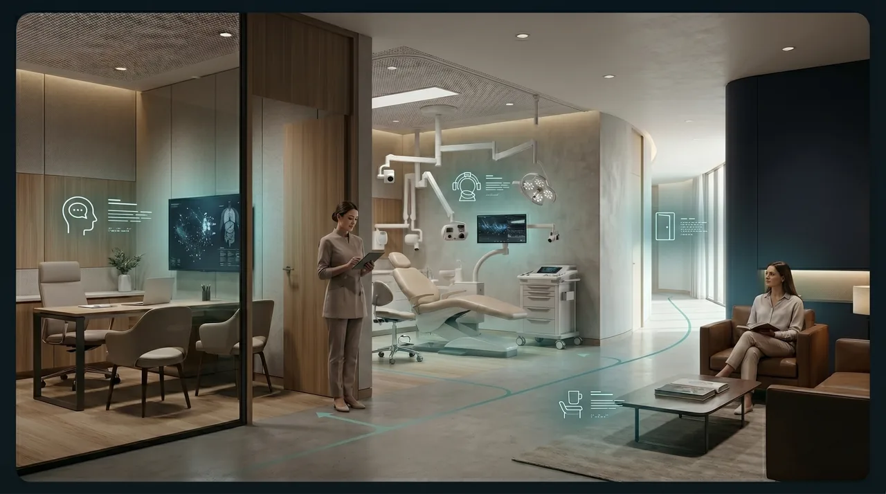 Digital Business Showcase showing a specialist clinic environment with consultation rooms, treatment areas, patient amenities, guided care pathways, and private healthcare spaces before a visit.